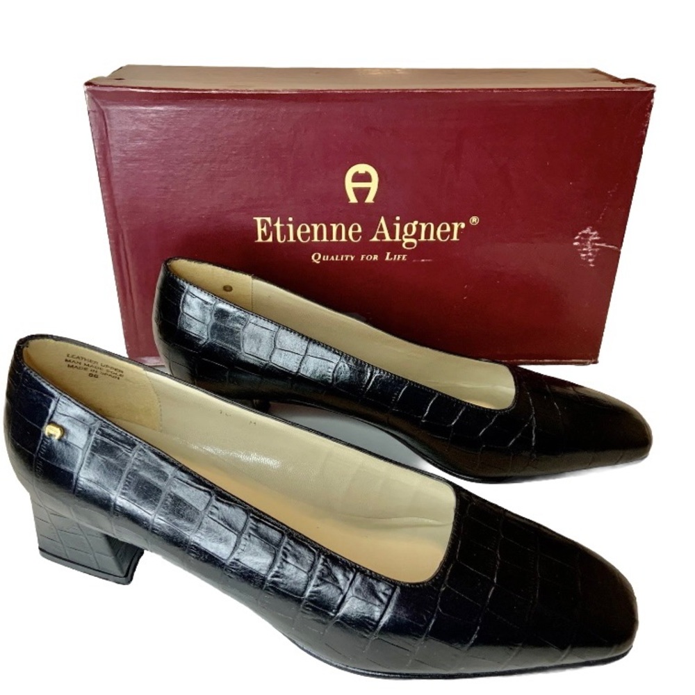 Vintage Etienne Aigner Astoria NEW Black Leather Shoes Sz 10M Made in Spain NIB
